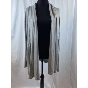 New Kische‎ Gray Tshirt Knit Long Sleeve Lace Back Cardigan Women's Size 1X
